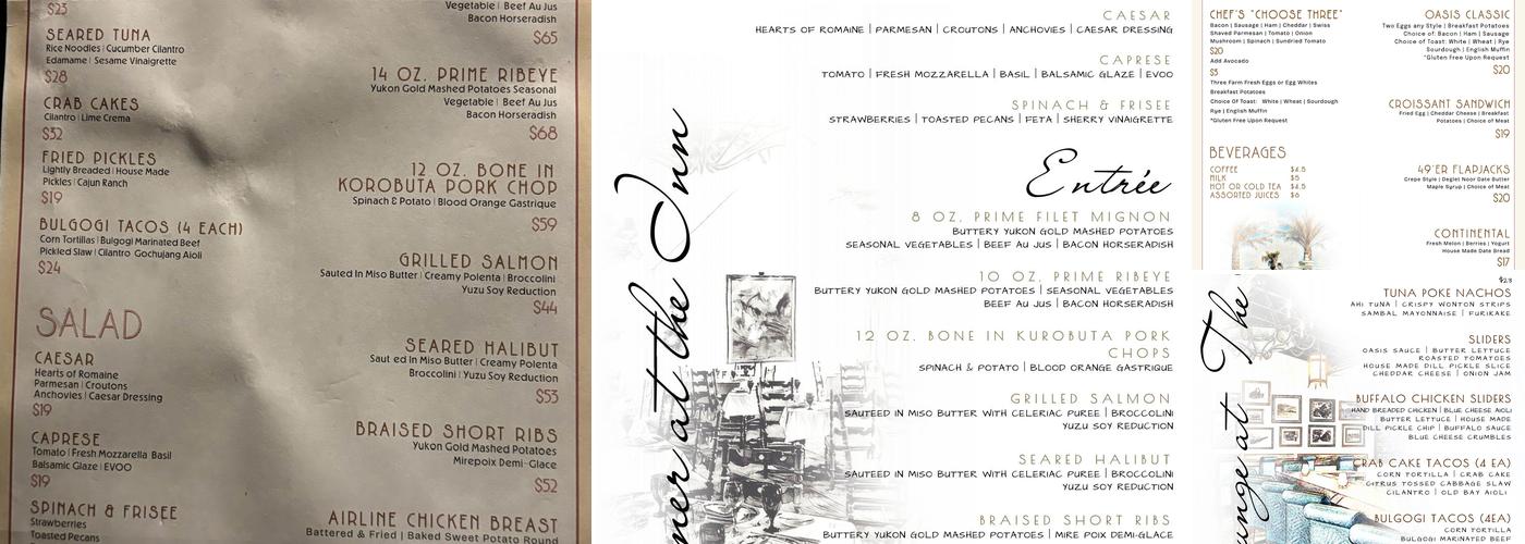 The Inn at Death Valley Dining Room Menu