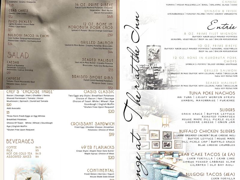 The Inn at Death Valley Dining Room Menu