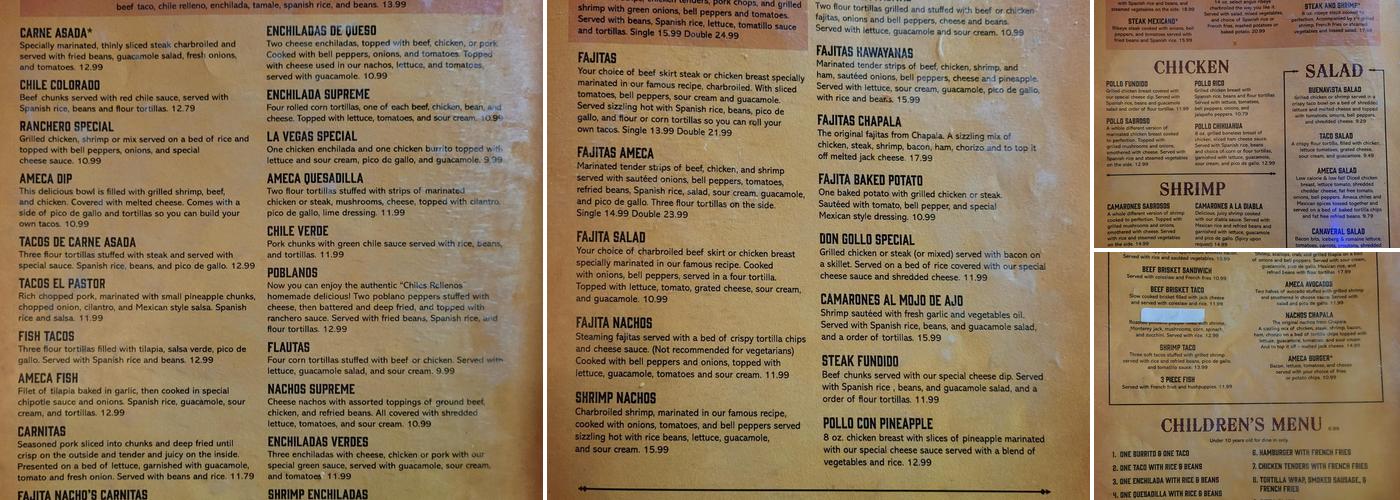 Ameca Menu