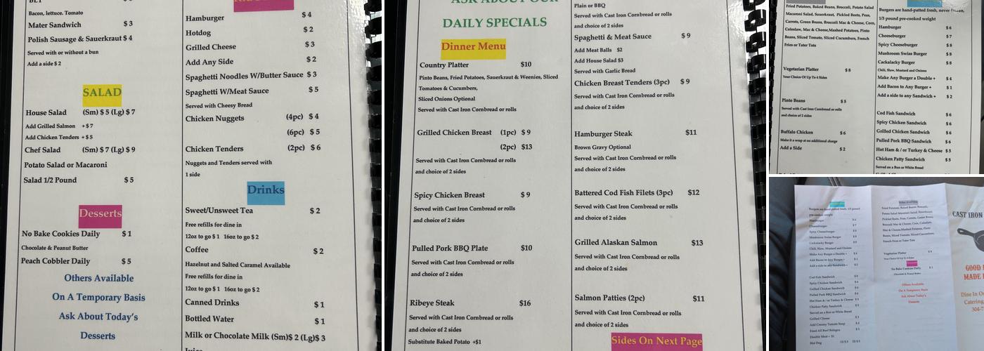 Cast Iron Grill Menu