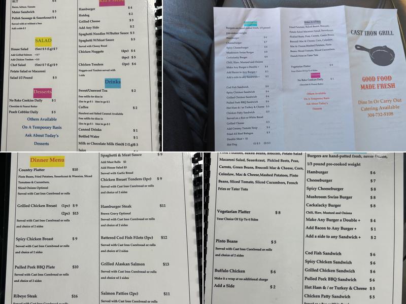 Cast Iron Grill Menu