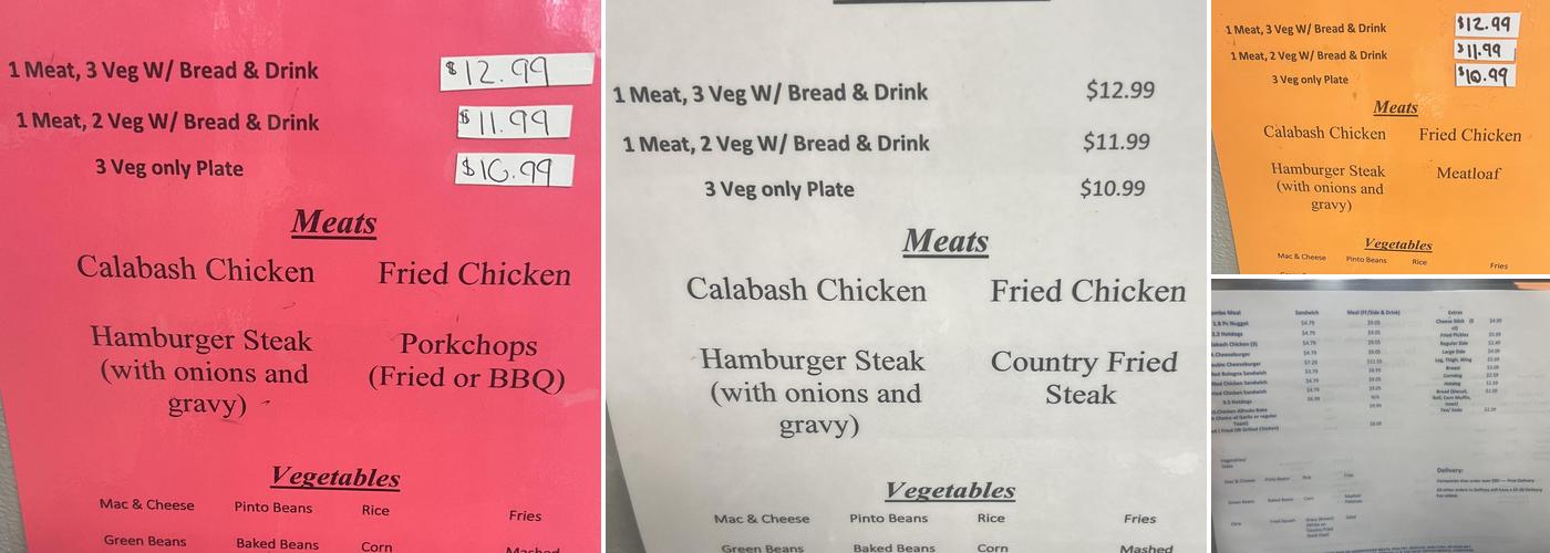 Thomas's Family Diner Menu