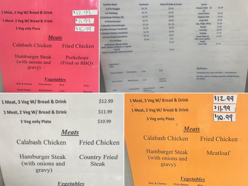 Thomas's Family Diner Menu