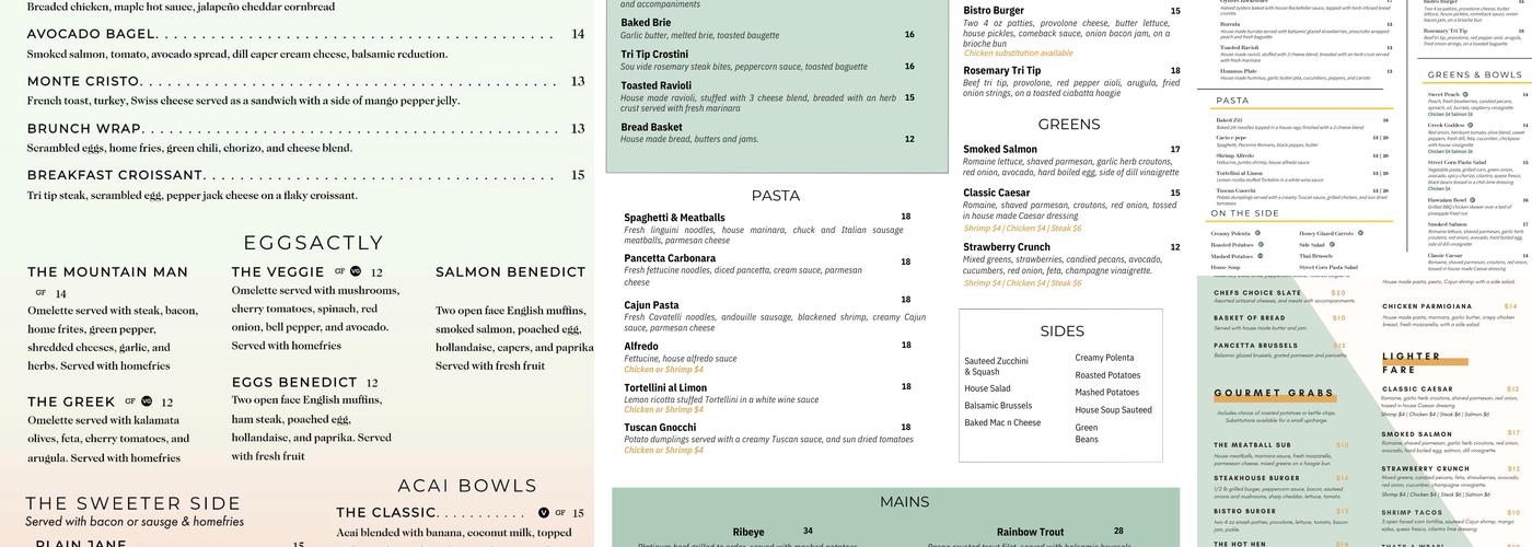 Studio 6 Bistro Menu