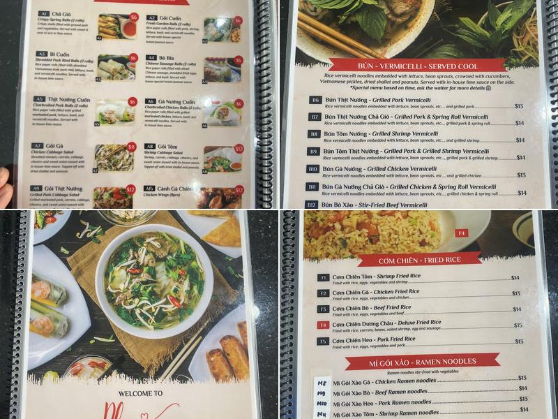 Pho Sunshine Menu