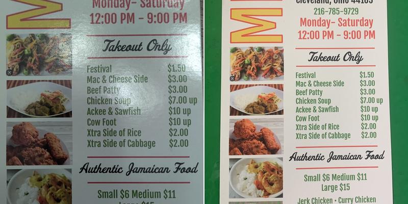 Bless Up Jamaican Restaurant Menu