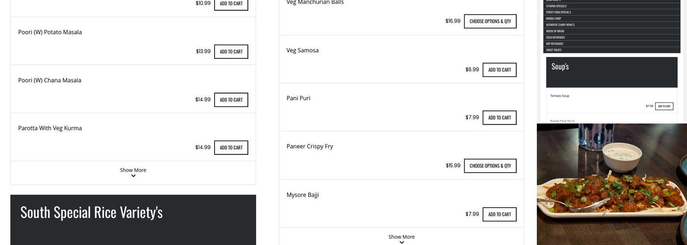 Sri Balaji Kitchen Menu