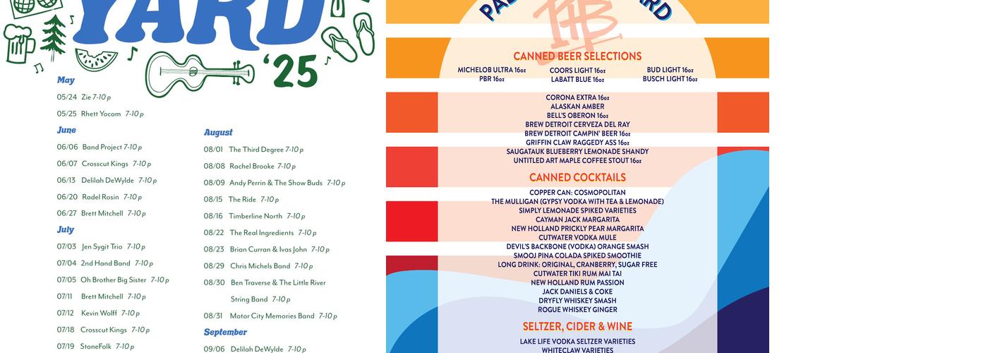 Paddle Hard Yard Menu