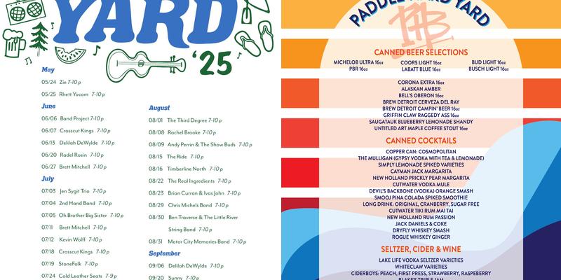 Paddle Hard Yard Menu