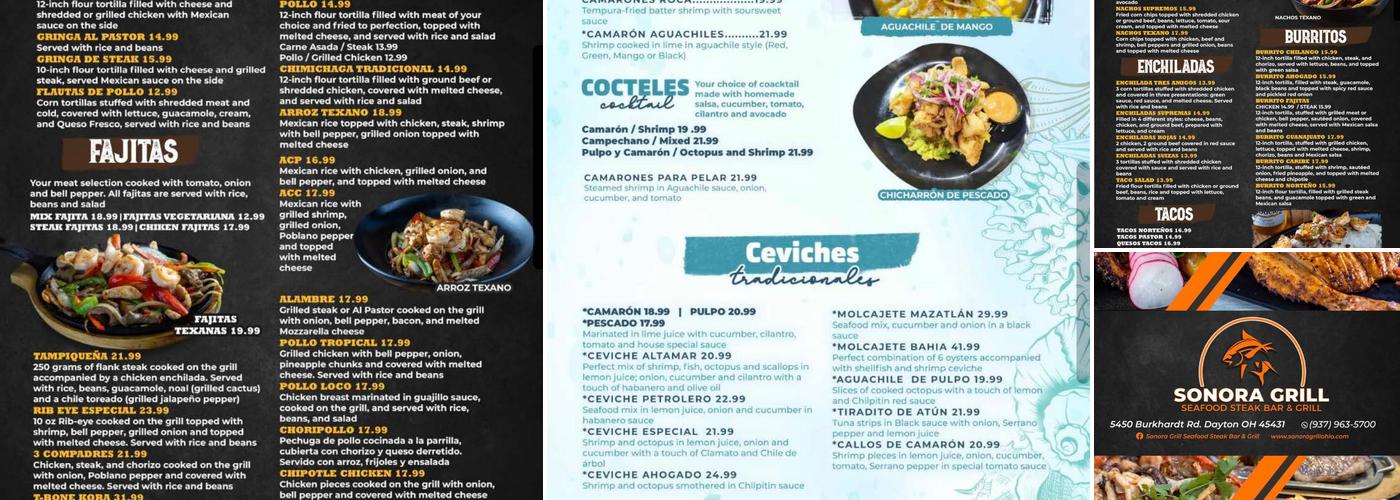 Sonora Grill Seafood Steak Bar & Grill - Dayton Menu