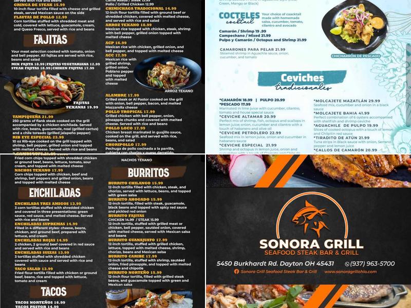 Sonora Grill Seafood Steak Bar & Grill - Dayton Menu
