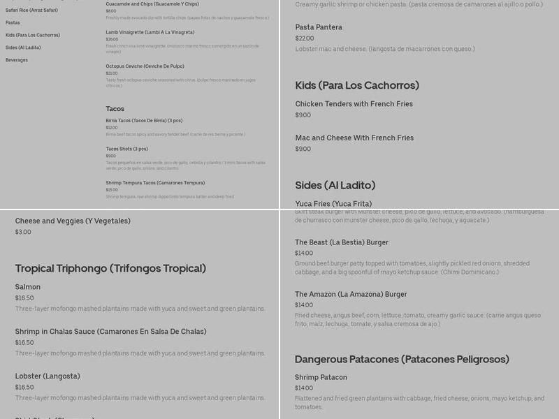 Republica bar and lounge Menu