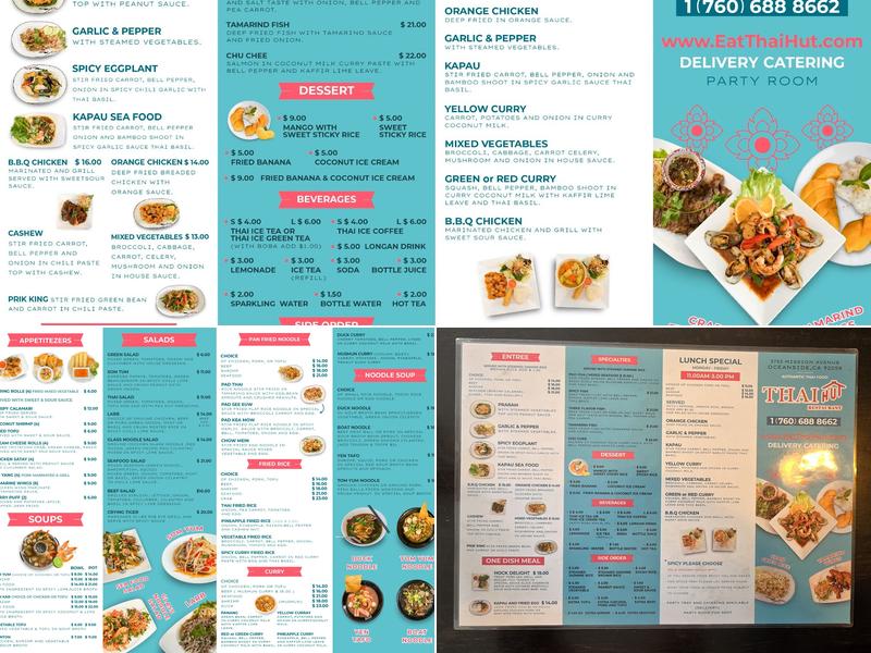 Thai Hut Oceanside Menu