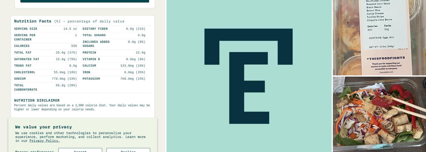 Everytable Menu