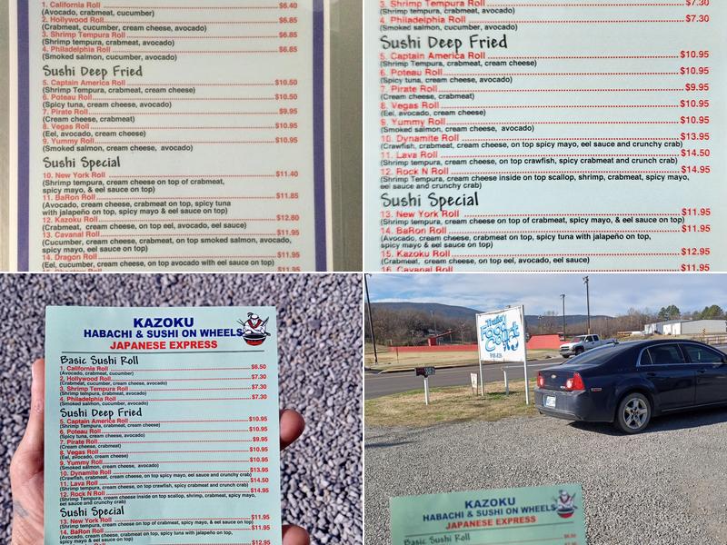 Kazoku Hibachi and Sushi on Wheels Menu