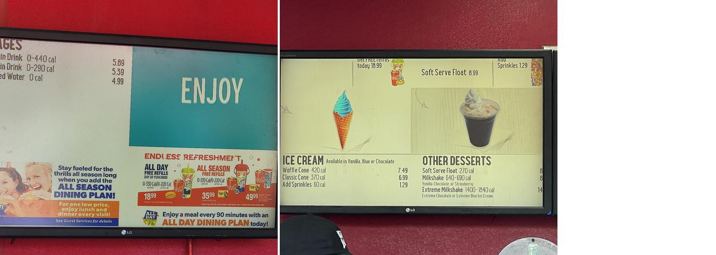 Ralph's Ice Cream Menu