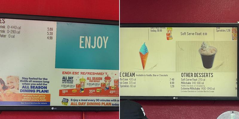 Ralph's Ice Cream Menu
