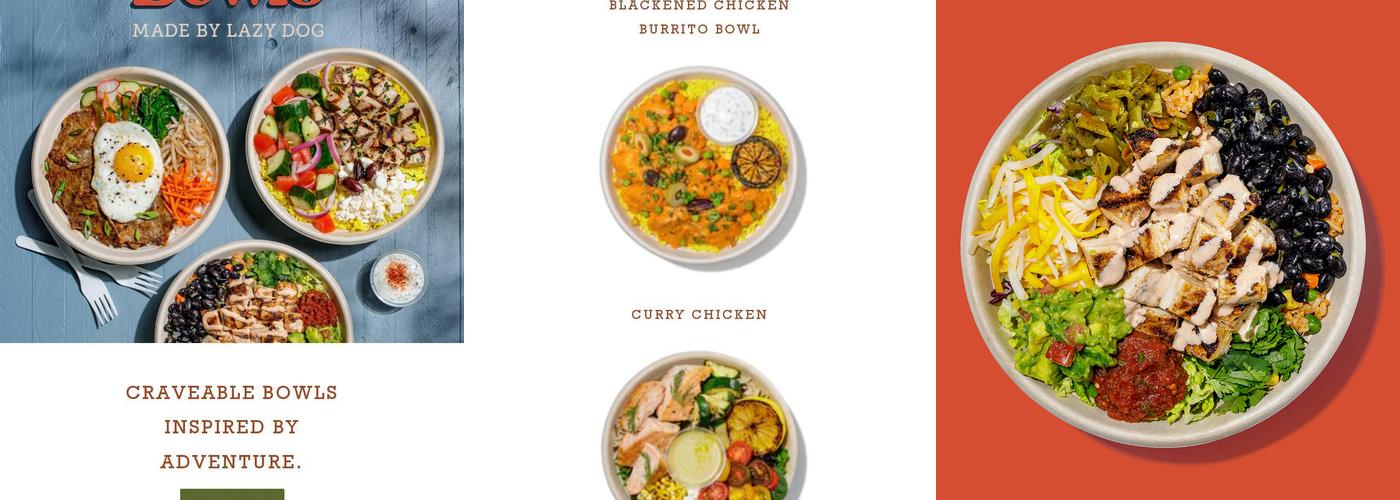 Roadtrip Bowls Made by Lazy Dog Menu