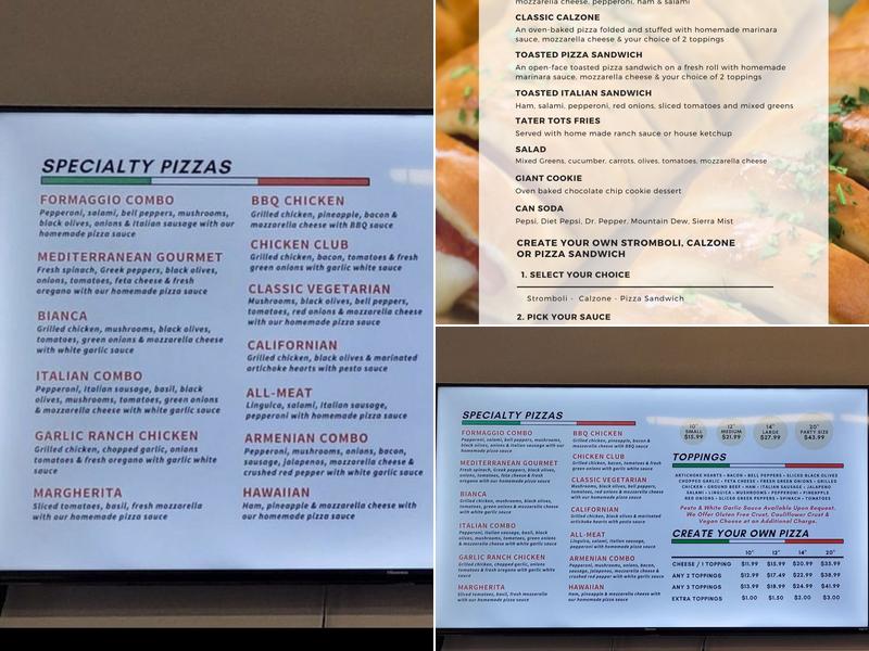 Stromboli's Express Menu
