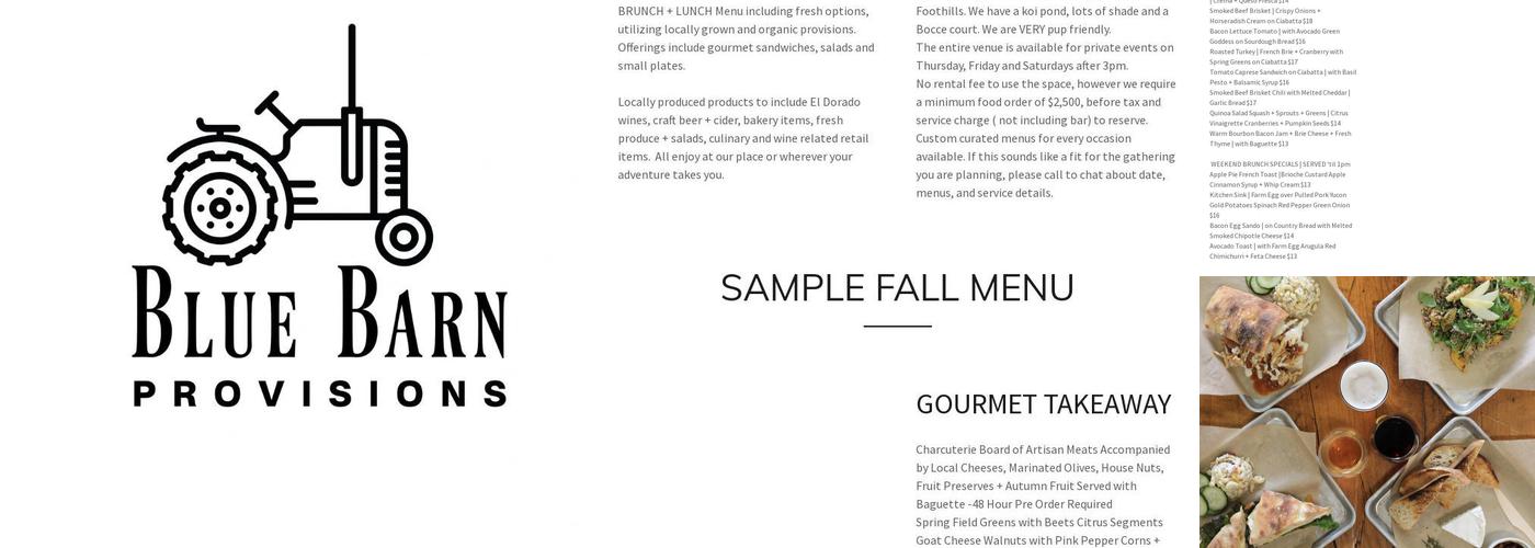 Blue Barn Provisions Menu