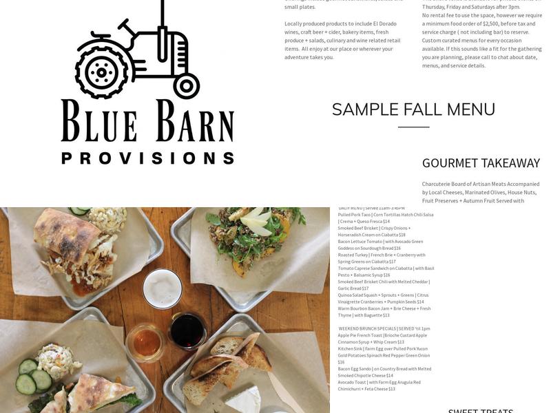 Blue Barn Provisions Menu