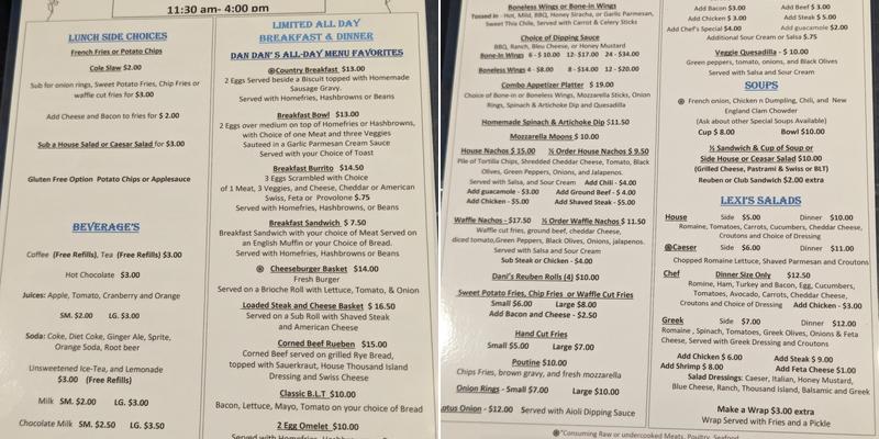 Pop’s Place, LLC Menu
