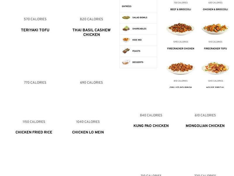 Pei Wei Asian Express Menu