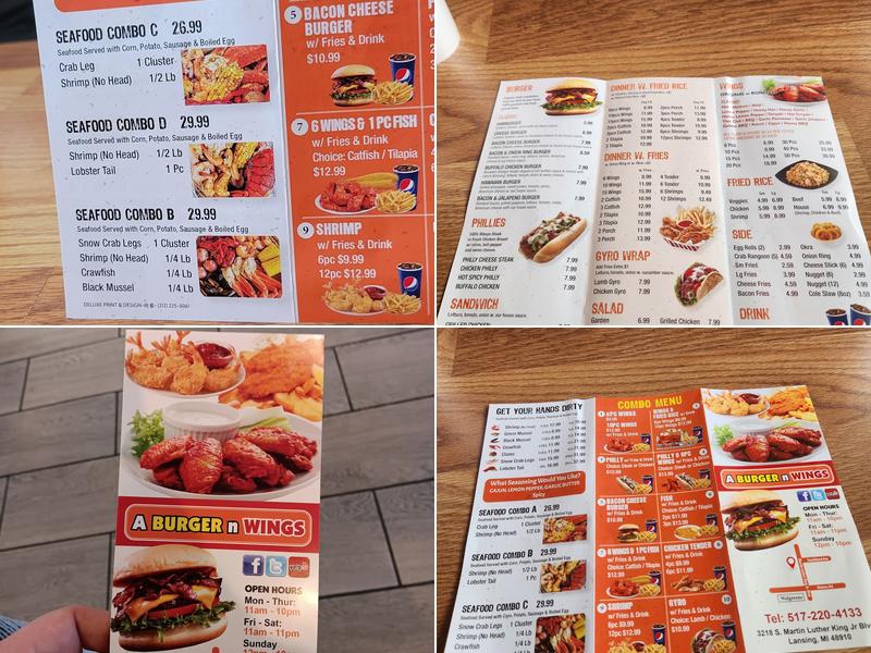 A Burger N Wings Menu
