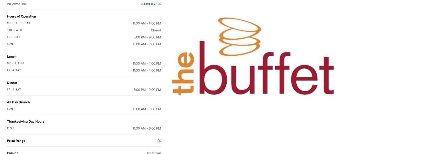 The Buffet Menu
