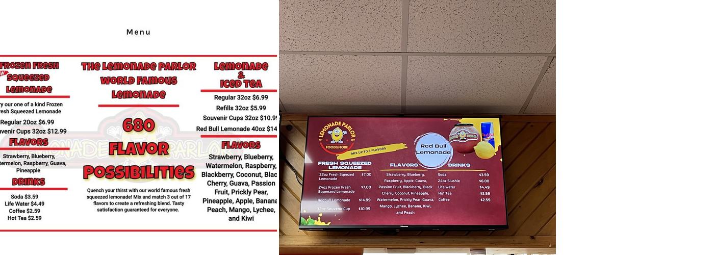 The Lemonade Parlor Menu