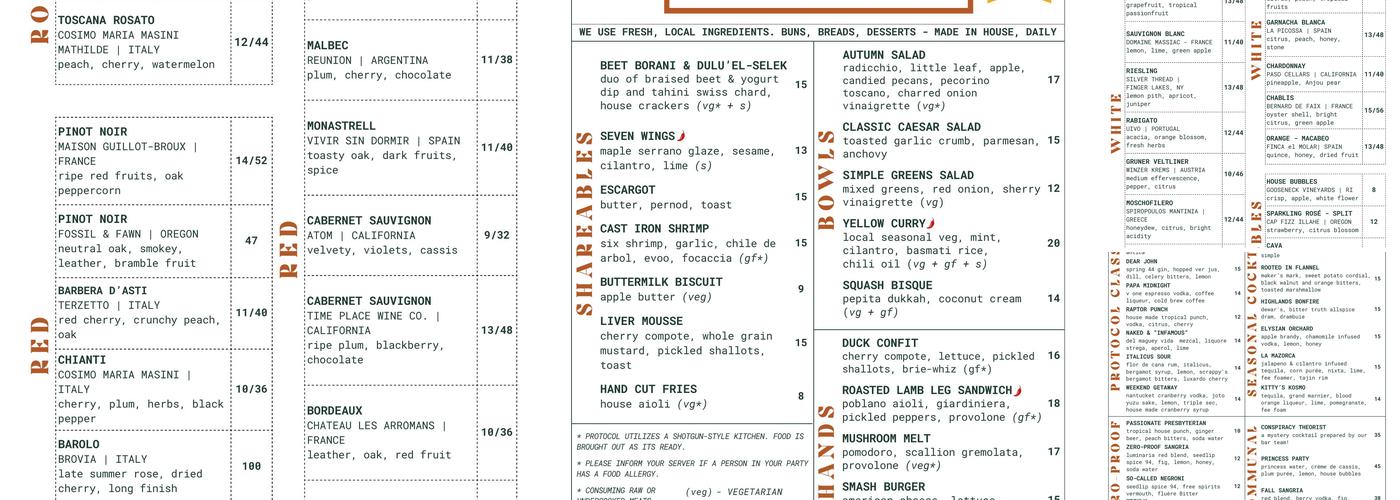 Protocol Menu