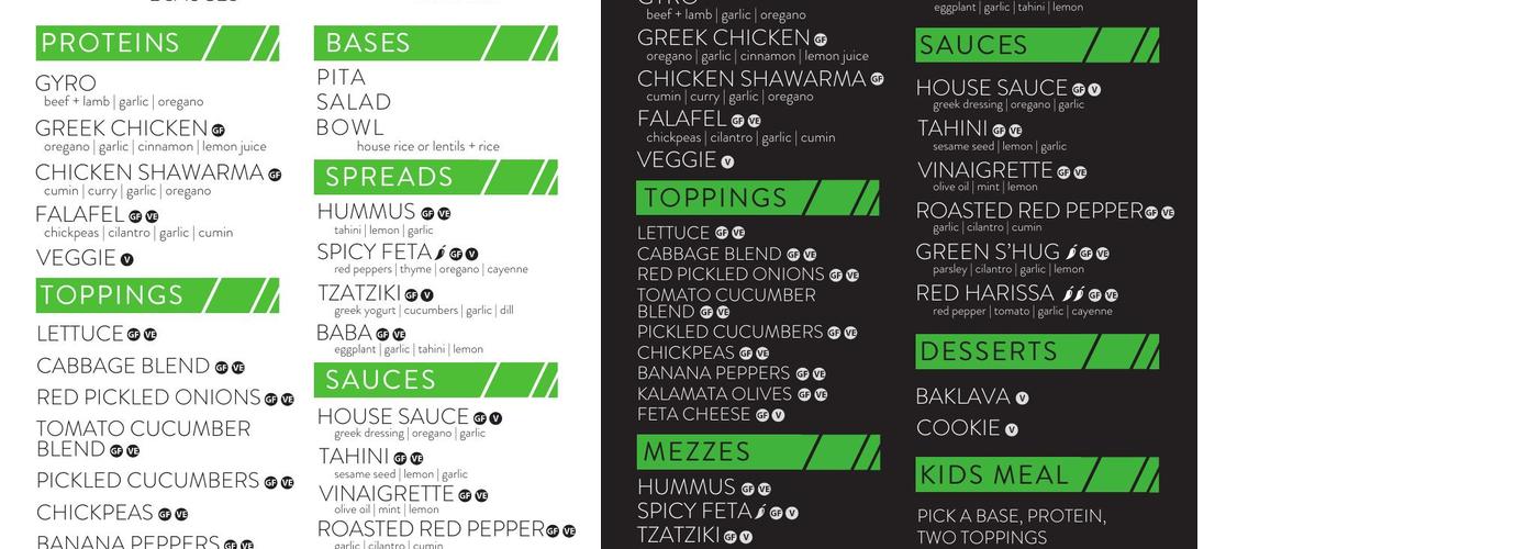 Agape Mediterranean Menu