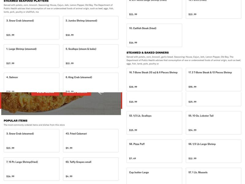 CRAB ISLAND SEAFOOD MARKET Menu
