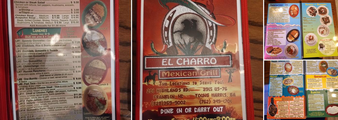 El Charro Mexican Grill Menu