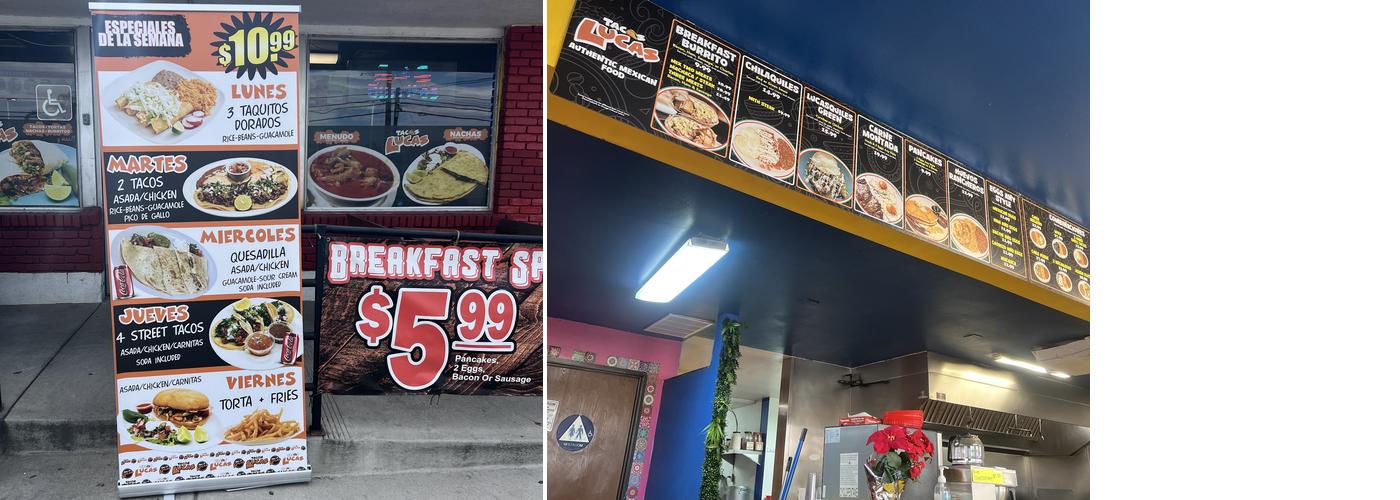 Tacos Lucas Menu