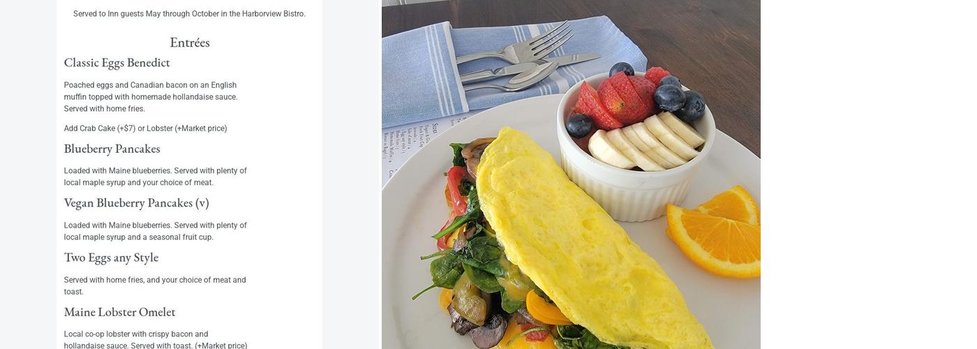 Harborview Bistro Menu