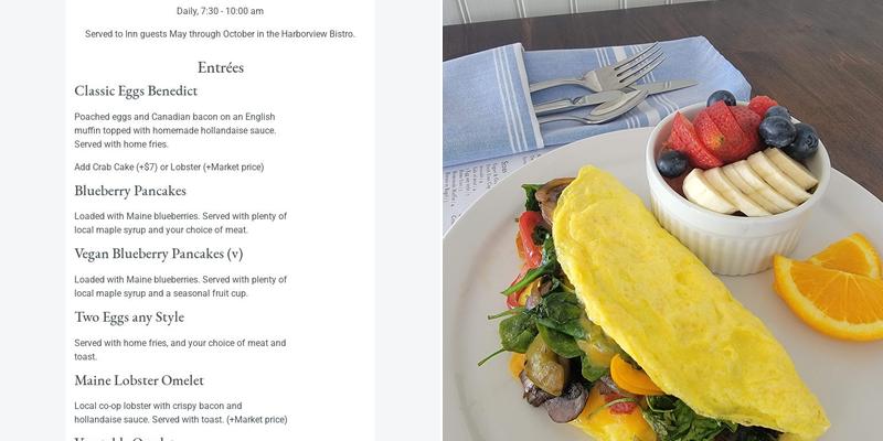 Harborview Bistro Menu