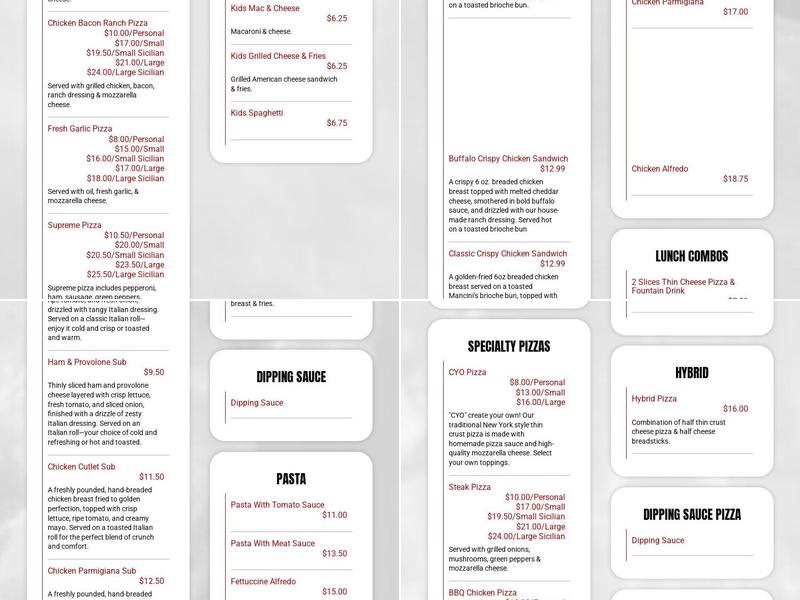 2G Brothers Pizza - Cheat Lake Menu