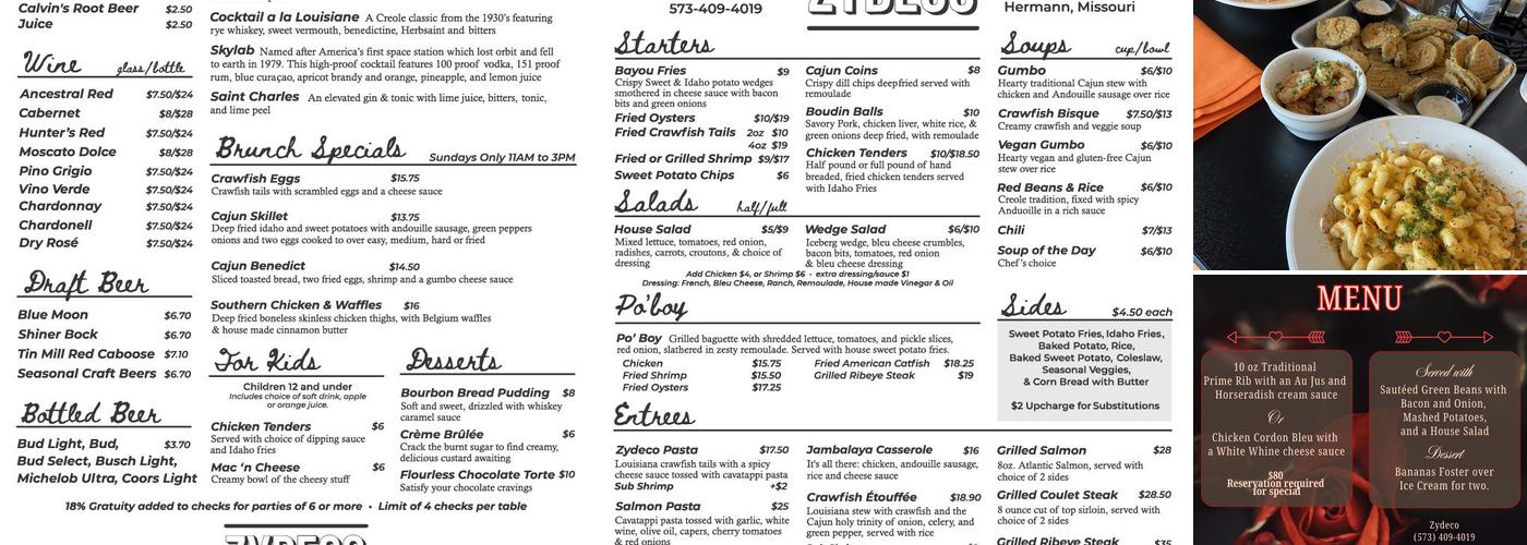 Zydeco Menu