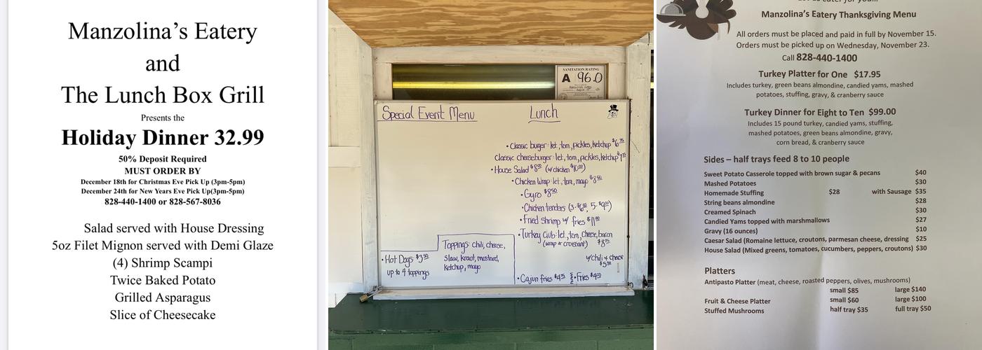 Manzolina's Eatery Menu