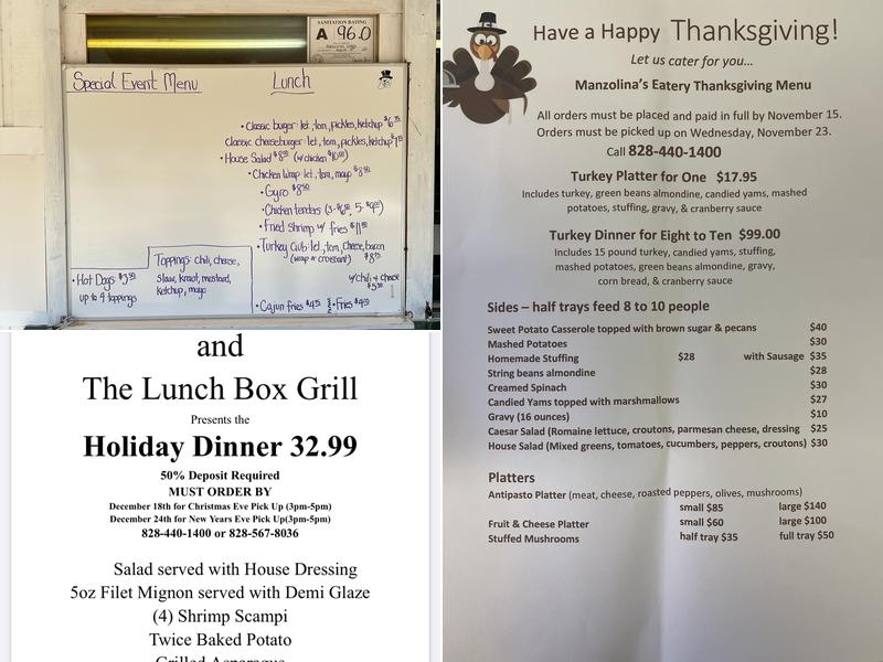 Manzolina's Eatery Menu