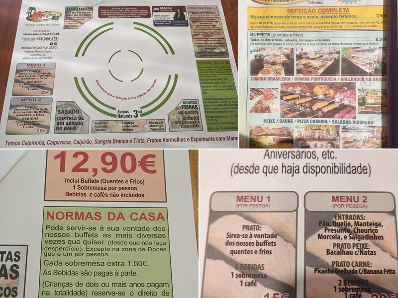 Mineiro, Odivelas (Mineiro) Menu