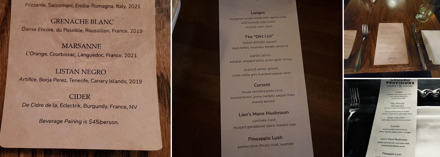 Ground Provisions Menu