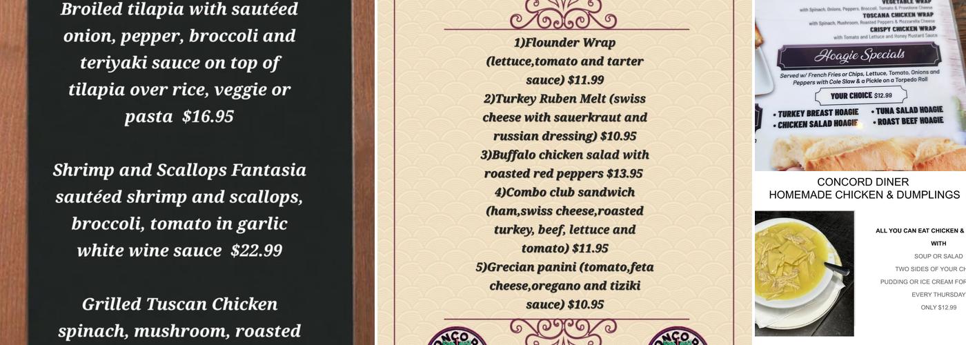 Concord Diner Menu