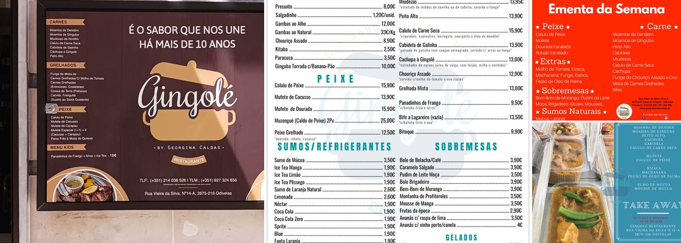 Gingolé Menu