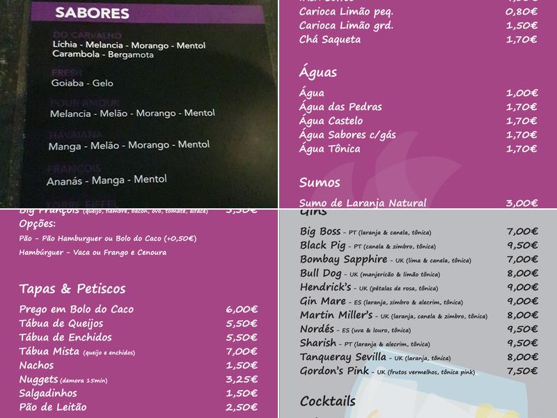 François Café Lounge Menu