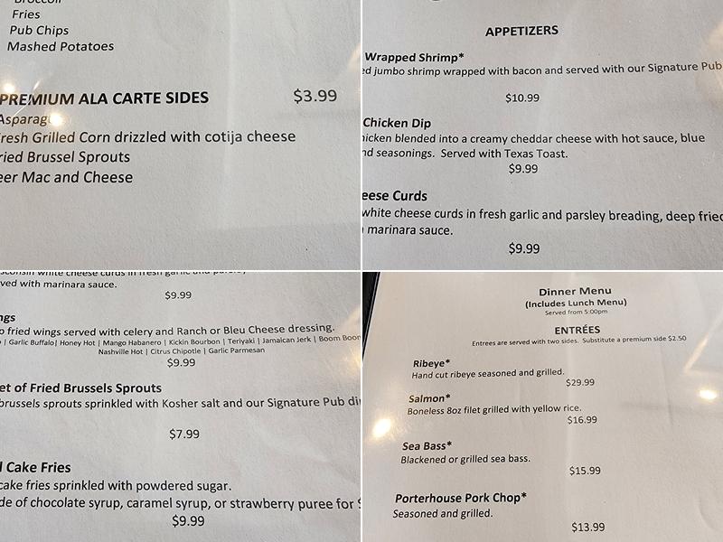 The Pub on the Square Menu