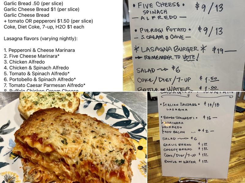 Lasagna Mountain Menu