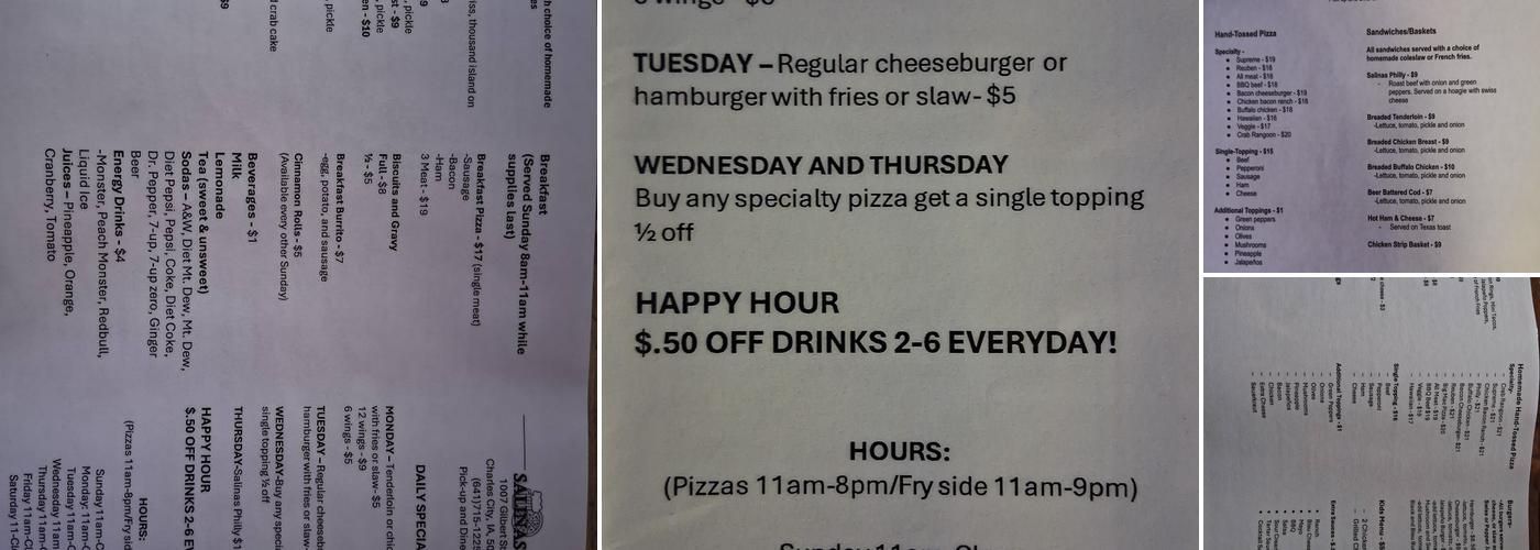 Salinas', LLC Menu