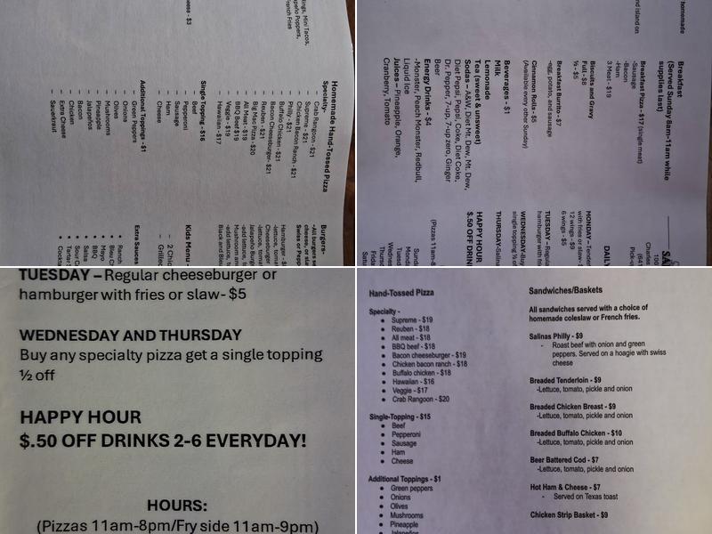 Salinas', LLC Menu